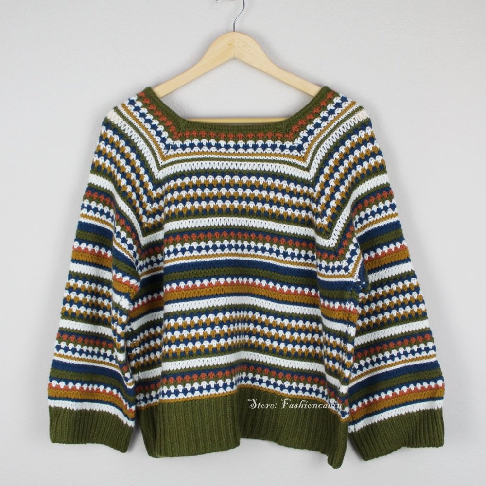 NWT Madewell Beechwood Striped Square Neck Sweater - Picture 5 of 10